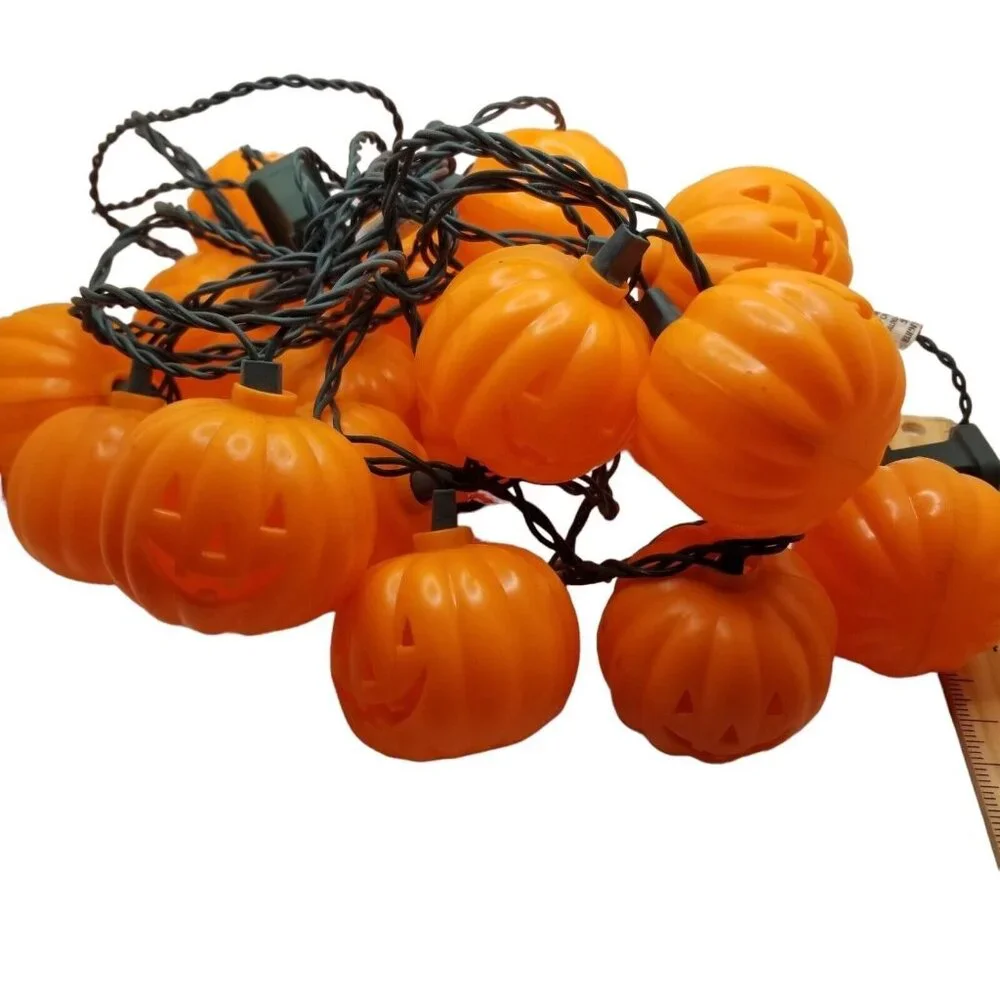 Pumpkins Jack O Lantern Happy Halloween String Lights Plastic 19 Blow Mold JOL